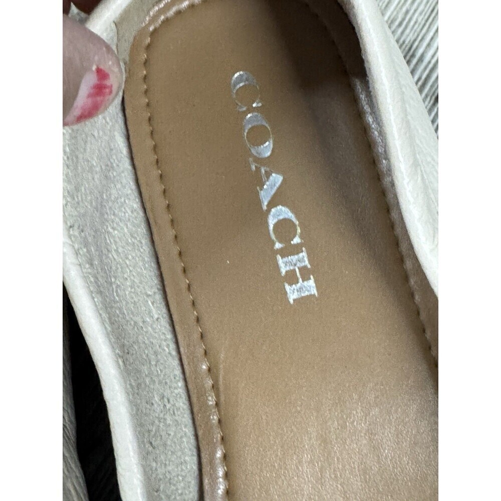 COACH Driving Loafers Fredrica Pebbled Leather Ivory Flats Slip On Womens 8B - Picture 9 of 12